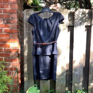 Versatile Dark Denim Peplum Dress